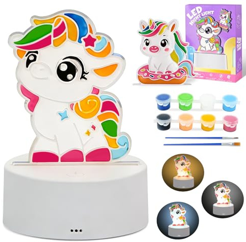 PATEMZON Kit de Pintura de Lámpara Unicornio, 2 Piezas Unicornio Luz Nocturna Infantil, Arte Kits Manualidades Niñas, Juegos y Juguetes para Niños, Manualidades Creativas Regalo Niña 3-12 Años