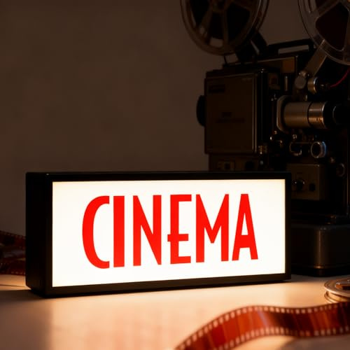 Vintage CINEMA Marquee Lightbox LED Cinema Sign with Remote Control USB Powered Wall Mountable Dimmable Neon Sign for Family Movie Nights Theater Lobby Film Studio Decoration(11.8 * 5.9 * 1.97in)
