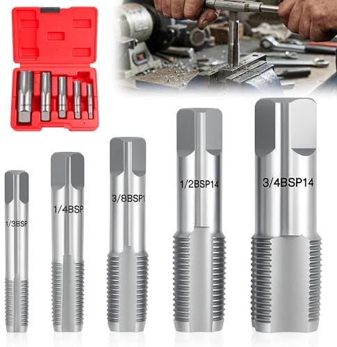 NPT Gewindebohrer Set: BSP-Rohrgewindebohrer Set Gewindeschneidset für Genaue Gewinde, 1, 1/8, 1/4, 3/8, 1/2, 3/4 Zoll (5 Stück)