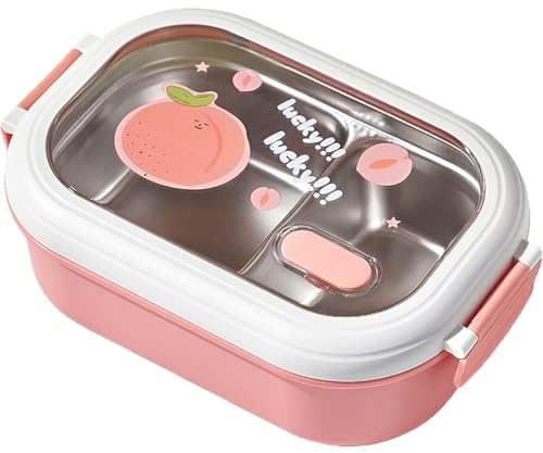 Loncheras para Niños, Fiambrera Acero Inoxidable Infantil, Tupper Acero Inoxidable Niños, Fiambrera de Stainless Steel, Se Puede Utilizar para Ir Al Colegio, Al Trabajo, de Picnic o de Viaje (Rosa)