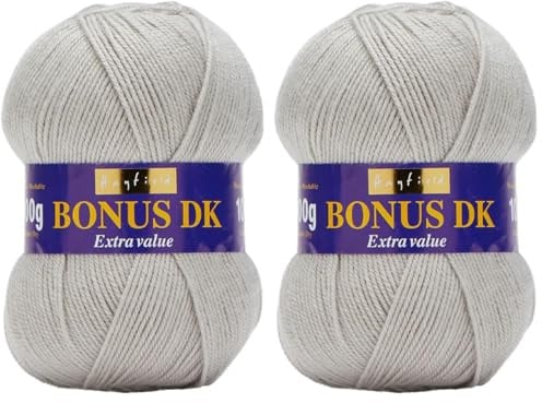 Hayfield Bonus DK Double Knitting, Pearl Grey (615), 100g (Pack of 2)
