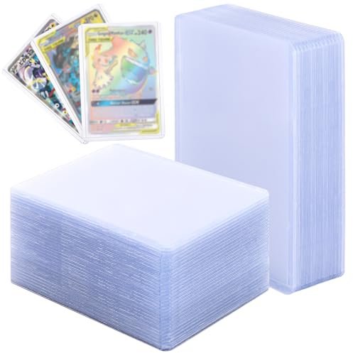 ASelected 100Pcs Clear Card Sleeves, 35PT Plastic Card Sleeves Rigid Thick Card Holders, 76x101mm Standard Size Toploader Card Protector for Pokemon MTG Sports Game