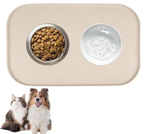 Tapis Gamelle Chat et Chien Silicone Antidérapant, Anti-déversement | 44 X 27 cm Élégant et Minimaliste, Rectangulaire Tapis d'alimentation Imperméables pour Gamelles d'eau et De Nourriture