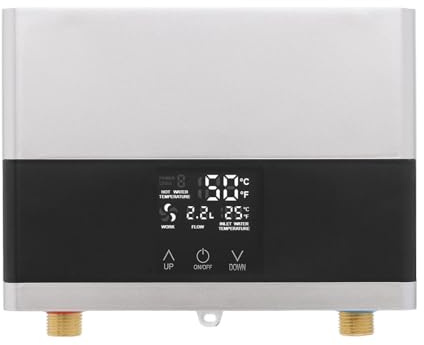 Elektrischer Mini-Durchlauferhitzer 6000W Elektronischer Durchlauferhitzer Küche, Wandmontage Elektrische Warmwasserbereiter mit LED Temperaturanzeige und Fernbedienung