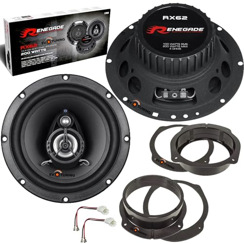 EvoTuning Kit 2 Casse Altoparlanti Anteriori per Fiat Bravo II dal 2007, set Coassiali 2 Vie 165 mm compatibile con Renegade RX62 + 2 Anelli e Cavi Adattatori