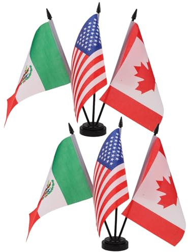 DOITOOL 2 Ensembles de Petits Drapeaux de Table du Mexique États- avec Hampe en Plastique Noir, Décoration de Bureau Solide pour Réunions et Événements Sportifs