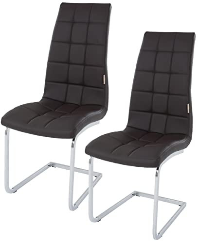 ESTEXO 2/4/6/8x Esszimmerstuhl Freischwinger, Küchenstuhl, Schwingstuhl, Esszimmerstühle, Sitzgruppe, Stuhlgruppe (2 Stück, Braun)