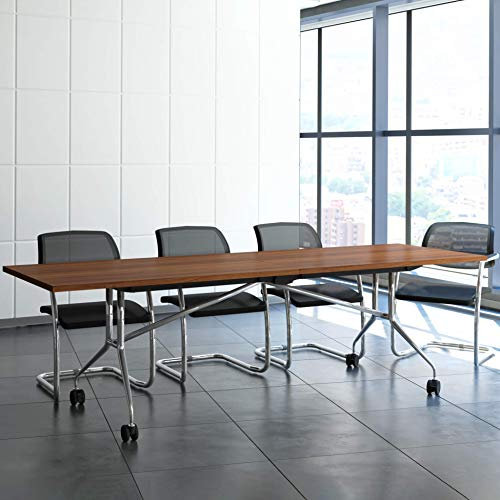 Weber Büro Falttisch Klapptisch 2.400 x 1.000 mm Libro Nussbaum Konferenztisch klappbar rollbar auf Rollen mobil