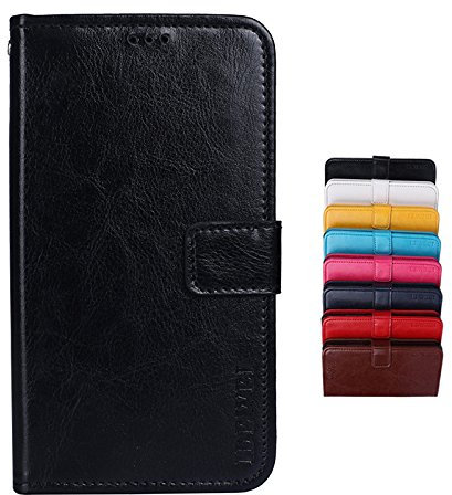 BRAND SET Hülle für Umidigi One Brieftasche Handyhülle Kunstleder Flip Case mit sicherer Magnetverschlussverriegelung und Stent-Funktion,geeignet für Umidigi One (Schwarz)