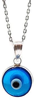 MYSTIC JEWELS by Dalia - Halskette böses Auge aus Kristall für das Glück - 925 Sterling Silber - Kette 40 bis 45 cm Länge für Weihnachten, Hochzeit, Valentinstag (Hellblau)