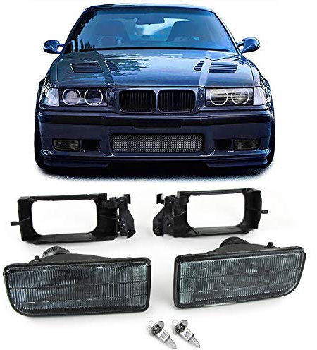 Nebelscheinwerfer Schwarz Smoke geriffelt passend für BMW 3er E36 90-99 auch M3