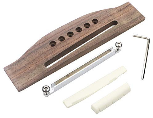 Unxuey Adjustable 6 String Rosewood Bridge Insert Set Acoustic Guitar Saddle Nut Parts Replacement