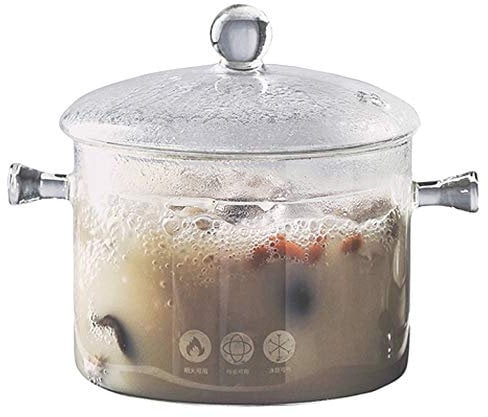 TAMUME 1.5L Olla de Vidrio para Cocinar, Doble Asa