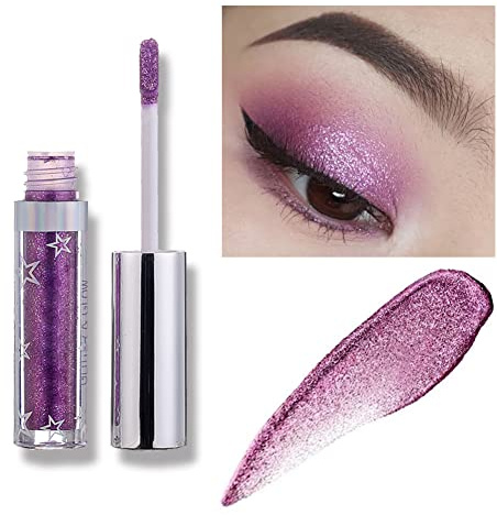 Weixinbuy 12 Colors Liquid Eyeshadow Glitter Metallic Eyeshadow Shining Shimmer Glitter Highly Pigmented Liquid Eyeliner Waterproof Long Lasting(105#Dare)