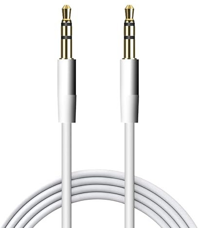 GORILLAPLANET Aux cable 3.5mm Male Stereo Jack To Jack Audio Cable - Auxiliary for Cars, Headphones, iPhones, iPad, Laptops (White)