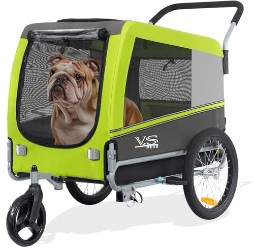Tiggo VS Pet Large Hundeanhänger & Buggy bis 35 kg 2in1 Fahrradanhänger für Hunde Hundefahrradanhänger Hunde Buggy Jogger 80205 02 (GRÜN)
