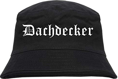 sostex Dachdecker Fischerhut - Altdeutsch - Bedruckt - Bucket Hat Anglerhut Hut S/M Schwarz