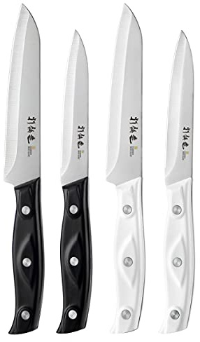 HAMMER IRON ALLEY 4PCS Paring Knife - 4/4.5 inch Fruit and Vegetable Paring Knives - Ultra Sharp Kitchen Knife - Peeling Knives - German Stainless Steel-ABS Handle