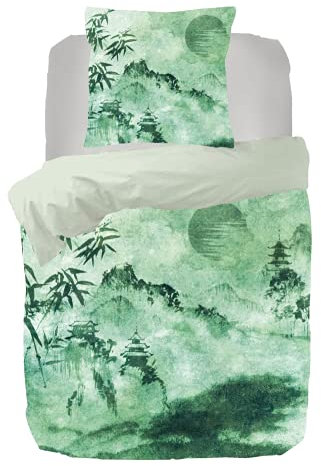 Kayori Tencel-Bettwäsche-Garnitur Katai Farbe Grün Größe 135x200+80x80cm Baumwolle Reißverschluss