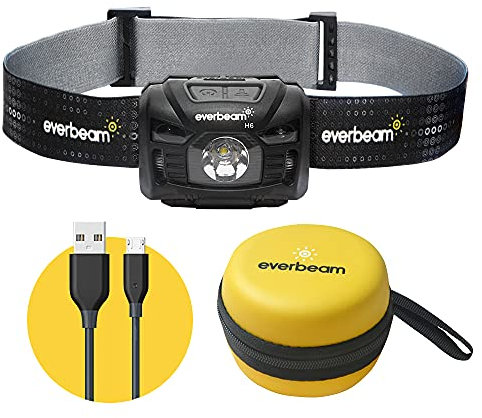 Everbeam H6 Switch LED Stirnlampe Stirnleuchte, Dual Power 1200mAh Akku / 3 AAA Batterien, Bewegungssensor, Ultrahelle 680 Lumen, 45 Std. Laufzeit, USB Stirnlampe, Wasserdicht