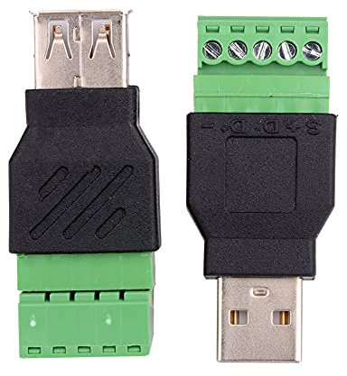 euroharry 2 stücke USB auf 5 pin schraubklemme Adapter Generator modul terminal Block(1xStecker+1xBuchse)