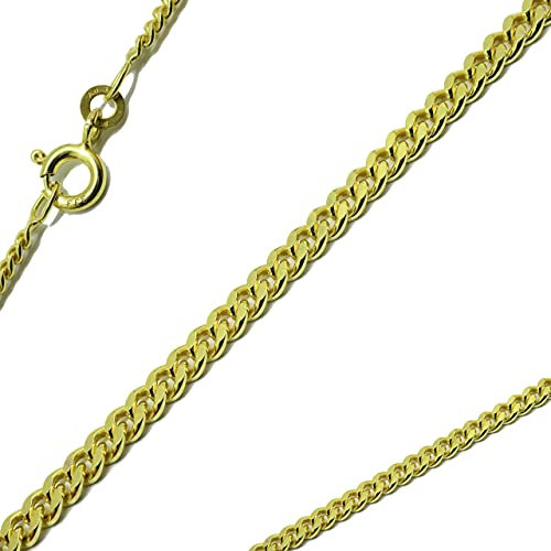 G J Panzerkette flach 1,6mm 70cm 333 8Karat massiv Gelbgold Echtgold Gold Collier Halskette Damen Herren Kinder