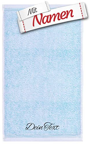 möve Superwuschel Handtuch mit Namen Bestickt, 50x100 Aquamarine Hellblau Baumwolle, Personalisiert bestickte Handtücher, Bad Frottee Handtuch besticken Lassen