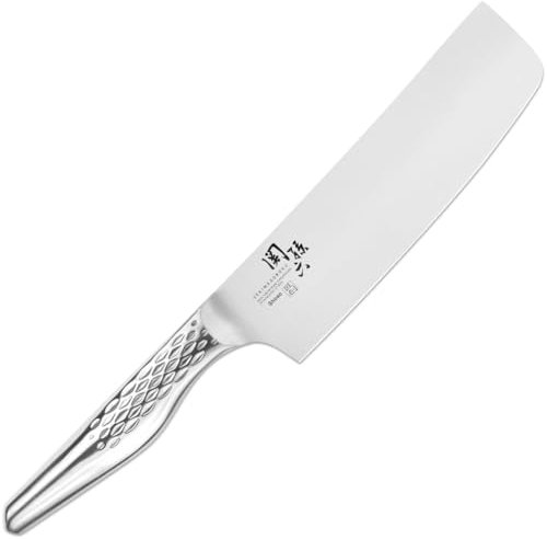 KAI Seki Magoroku Shoso Nakiri 16,5 cm lunghezza lama - acciaio inossidabile 5CR15MoV 56 (±1) HRC - affilatura convessa - manico in acciaio inossidabile 18-8 con motivo a rombi