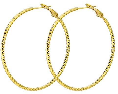 Musihy 316L Chirurgischer Edelstahl Huggie Creolen Creolen Für Frauen Pärchen Geschenk Polierter Seilkreis Gold 50mm