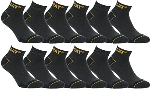 Caterpillar 6/12 Paar Arbeitssocken Sneaker Knöchelhöhe - Verstärkte Spitze Ferse - Baumwolle
