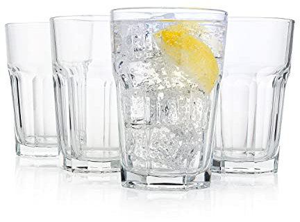 HISTORY COMPANY French Bistro - Vaso de agua templado (vaso multiuso), juego de 4 piezas (colección de caja de regalo)