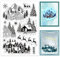 BENECREAT 16x11 cm/6.3x4.3 Zoll Winter Schneehaus Klarsichtstempel, Elch/Schneeflocke/Heiliger Baum Transparente Silikonstempel Für Weihnachtskarten, Dekoration Und DIY-Scrapbooking-Album