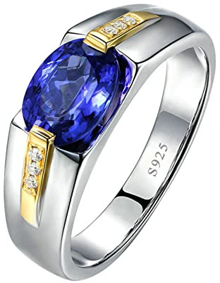 Zeigefinger Ring Damen Blau Ring Zirkonia Silber 925 Bio-Farbe Frau Bands für Sie Größe 65 (20.7)