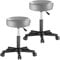 Casaria® Rollhocker Höhenverstellbar 2er Set 10cm Polsterung 46-60cm Höhe 360° Drehbar Ø35cm Rund Rollen Bürohocker Drehhocker Arbeitshocker Stuhl Grau