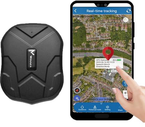 Winnes GPS Tracker Anti-theft Tracking 5000mAh Long Battery Life Car Safety Instant Alarm Real-time Location Positioning with APP/Web and SMS No Subscription Strong Magnetic Free Installation