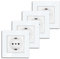 4er-Pack CNBINGO Schuko Steckdose Unterputz mit Krallen, Einzel Steckdose Gehärteter Glasscheibe, Weiß Schutzkontakt Wandsteckdose, 1-Fach, 16Amp, 250V