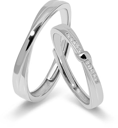 Meissa 925 Sterling Silber Keltischer Knotenmuster-Ring für Paare, 2er-Set Paar-Ringe handgefertigte passende Versprechensringe, größenverstellbarer Brautschmuck