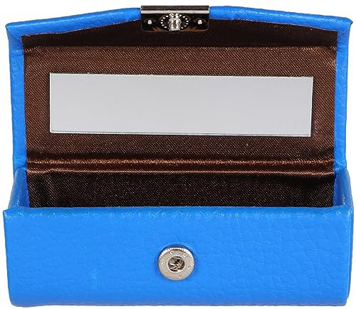Lurrose Lippenstift-Etui Lippenstift-Box-Halter Mit Spiegel Tragbare Mini-Organizer-Tasche Kosmetik-Aufbewahrung Für Reisen (Blau)