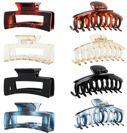 Zou.Rena Hair Claw Clips für Frauen kurzes dünnes Haar 3,35 Zoll (8,5 cm), Haarspangen für Mädchen langes dickes Haar starker Halt 8 Stück