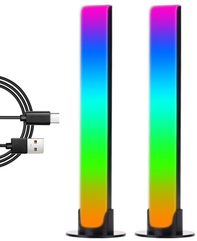 Eioflia Gaming Lights, GRB Light Bar, 2Pcs LED Light Bar, APP Rmote Control Gaming Light Bar USB Powered Ambient Lighting TV Backlight, 5 Speeds, 4 Brightness, 8 Dynamic Modes
