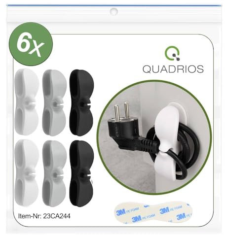 QUADRIOS 23CA244 Kabelhalter selbstklebend 23CA244 Schwarz, Grau, Weiß 6 St.