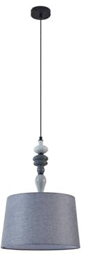 Lindby Pendelleuchte Haldorin (Landhaus, Vintage Rustikal) (1 flammig E27) - Textil Hängeleuchte Esstischlampe Hängelampe Wohnzimmerleuchte