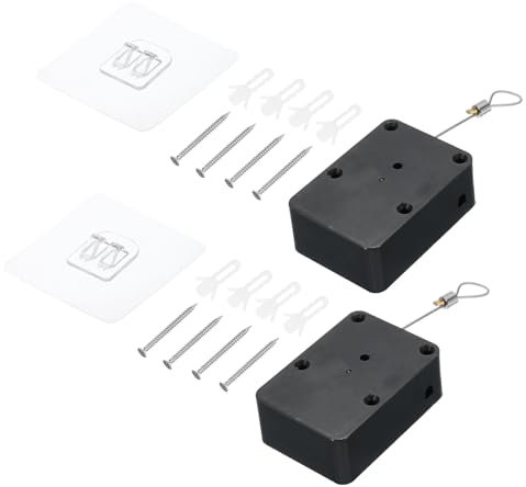 sourcing map Punch Free Automatic Sensor Door Closer 78.7 Retractable Cable Lock for Home Office Doors 1500g 2Set Black with Adhesive Sticker Hook Screw Expansion Nail Sleeve