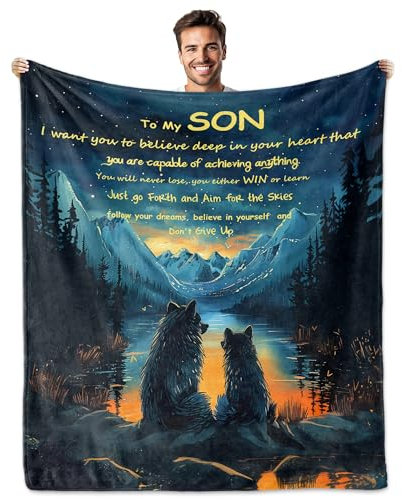 Geschenke für Sohn, an meinen Sohn, Decke von Mama/Vater, 152 x 127 cm, Happy Birthday Geschenke für Sohn, Erwachsene, Sohn, Geschenk für meinen Sohn, Geschenk für meinen Sohn, Geschenk zum