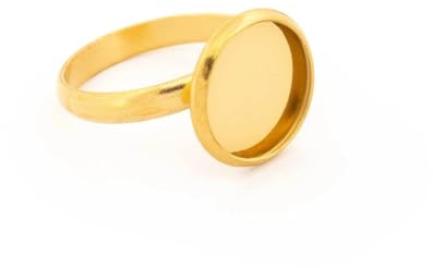 Vintageparts Ringrohlinge mit goldfarbener IP-Beschichtung für 12 mm Cabochons 2 Stück Ringe selber gestalten, Schmuck selber Machen