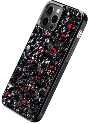 LLDYAN Forged Carbon Fiber Phone Case, Carbon Handyhülle, Forged Carbon Fiber Case, Shock Absorbing & Slim Protective Case, for iPhone 12-15 Series (Red,for iPhone 14)
