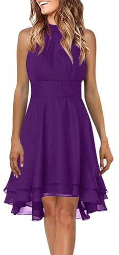 Robe de Bal Femme Robe Cocktail Mariage Robe de Cérémonie Robe Reveillon Nouvel an Robe Cocktail Femme Chic Robe Demoiselle Dhonneur Femme Couleur Champagne Robe Cocktail Violet M