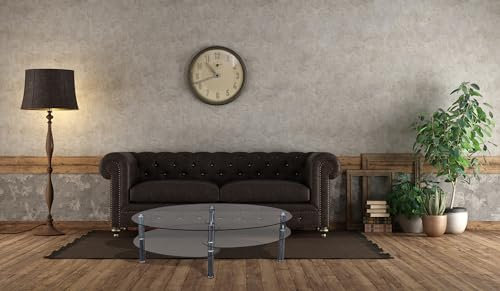 Dmora - Table Basse Moderne avec Deux Plateaux, Structure en métal et Plateau en Verre trempé, Table de Salon, cm 100x60h41, Couleur Transparente