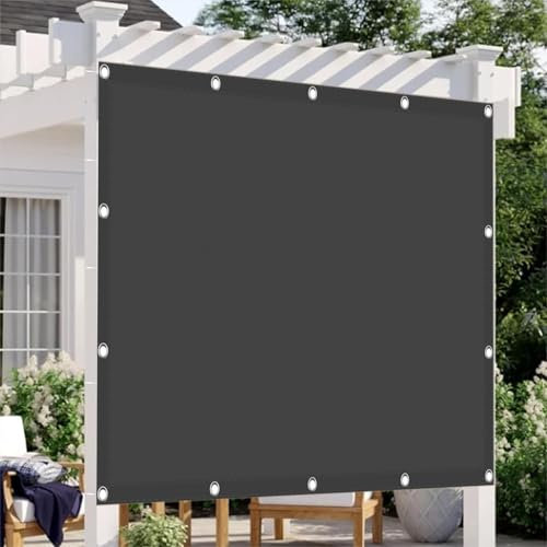Toldo Parasol Lona Protector Solar 380 x 460 cm Impermeable Protección UV a Prueba de Viento Red de Sombra Al Aire Lona Sombra Exterior con Ojales y Cuerdas de Fijación para Pérgola, Gris Oscuro