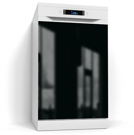DEQORI Magnetfolie für Spülmaschine 60x80 cm | Unifarben - Schwarz | dekorative Magnetmatte Geschirrspüler Schutz | Magnet Deko-Folie selbstklebend, magnetisch & beschreibbar